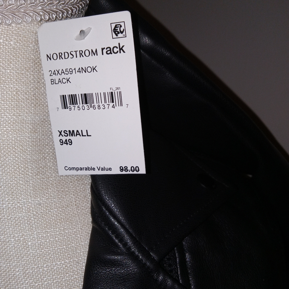 NWT BLANK NYC Black Faux Leather Motto Jacket Metal Hardware Size XS - Picture 5 of 8